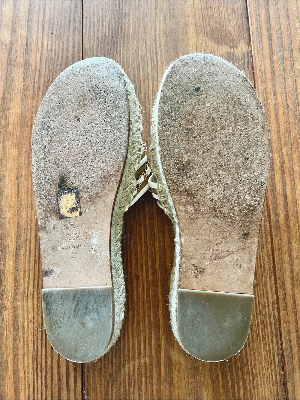 Chanel White Leather Espadrilles